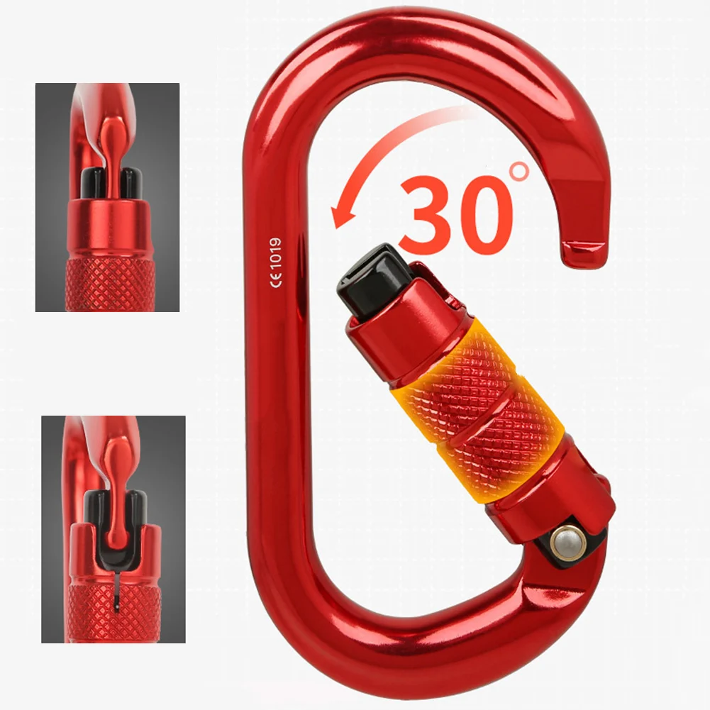 

25KN Climbing Carabiner Auto Lock Carabiner O-Shape Rappelling Locking Clip Safety Master Screw Lock Buckle Escalade Equipement