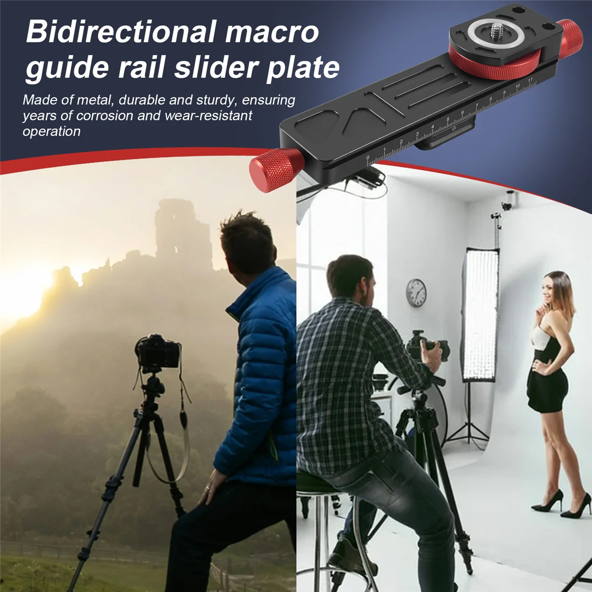 All Metal Wormdrive Macro Rail Fine Focus Focusing Arca / Rrs Lever Clamp Compatible-Elect