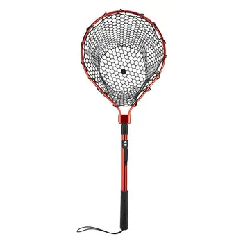 Fishing Net With Handle Telescoping Fishing Landing Net Portable Silicone Mesh Folding Fish Hand Net Fishing Gear Accessorie 5