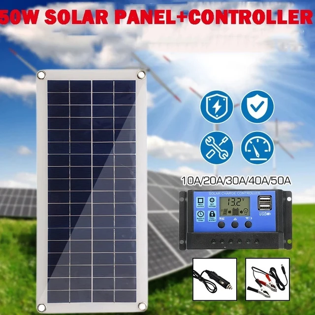 100W placa solar 12v para cargar bateria pannello solare cargador solar  para telefono movil solar system for home complete kit - AliExpress
