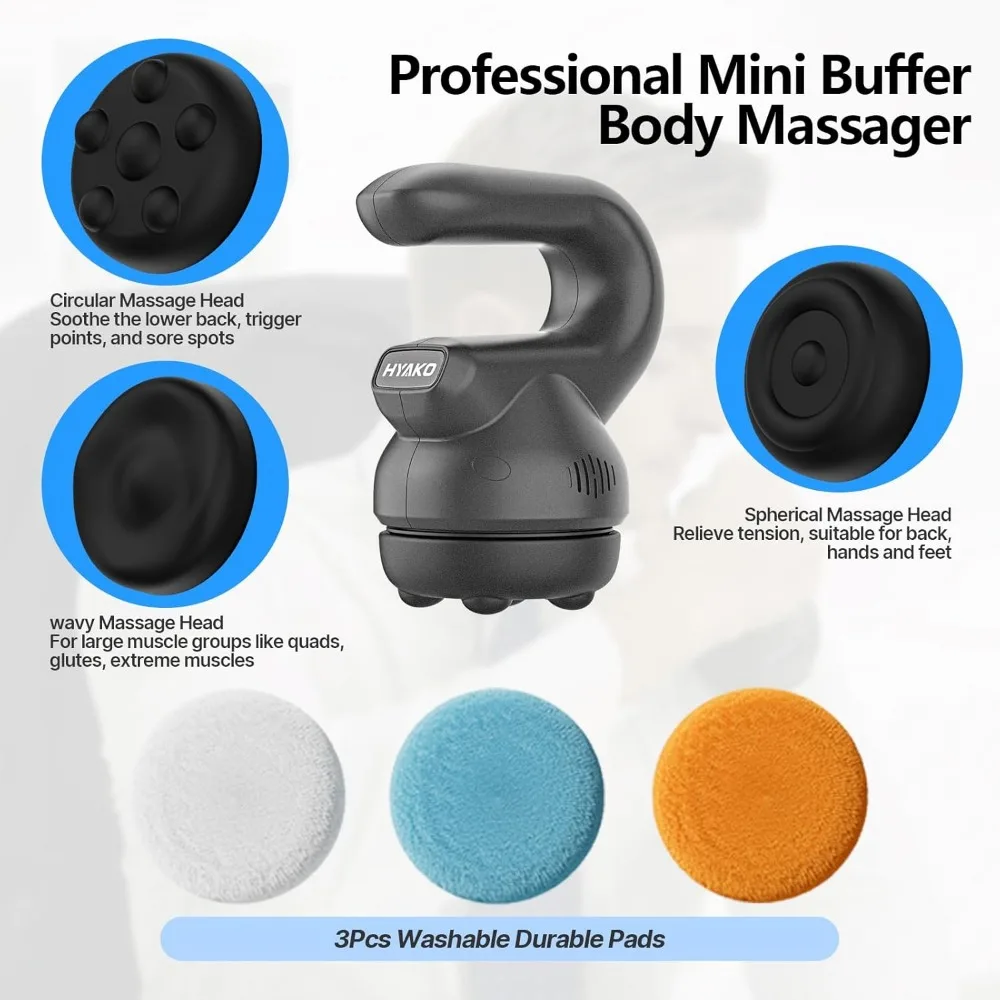 Handheld Professional Mini Orbital Buffer Relief Massager, Adjustable Multi-Speed Vibration Deep Tissue Body Chiropractic 6
