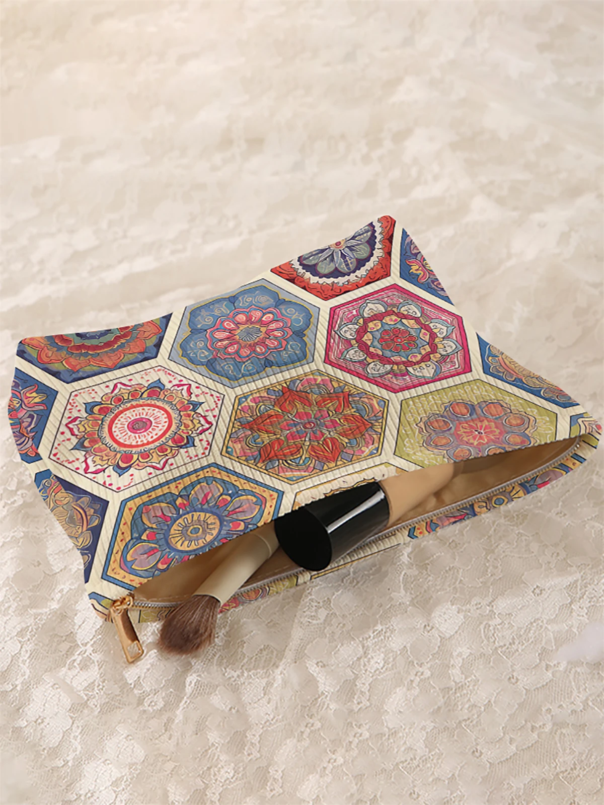 Corduroy makeup bag, lightweight zipper makeup storage box, multifunctional bag with lining