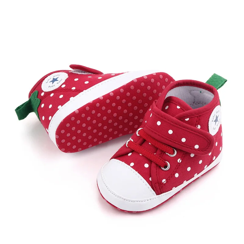 Newborn Baby Boys Girls Canvas Sports Shoes Soft Soled Crib Shoes Anti Slip Sports Shoes 0-18 Months Old The First Walking Shoe 6