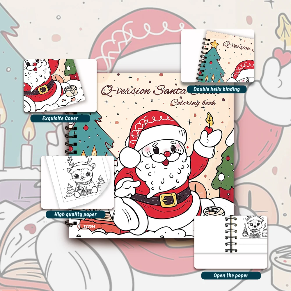 30 Sheets Spiral Coloring Book, 8.3x 8.3in100gsm Thick Paper for Adult Teenagers for Emotional Relief, Christmas Gift 4