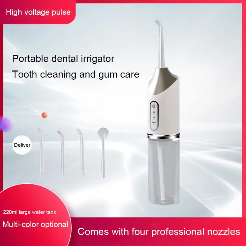 

New Oral Irrigator Water Flosser Portable Water Jet Pick Flosser Tooth Pick 4 Jet Tip 220ML Water Tank Teeth Whitening Cleaner