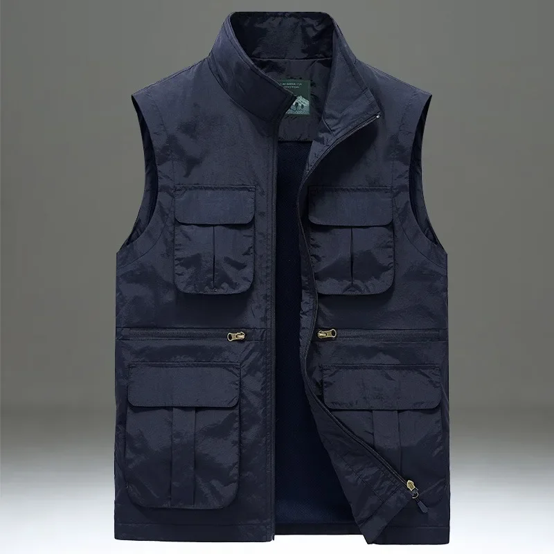 Clothing Windbreaker Fishing Men's Hunting Vest Work Leather Vests Clothes MAN Camping Waterproof Sleeve Large Size Embroidered