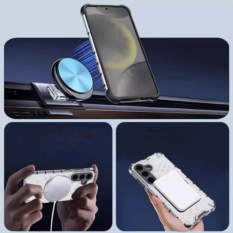 Magnetic Crystal Honeycomb Shockproof Soft Shell with Mag-safe and Air-cushion Protection