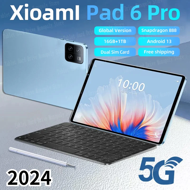 

2024 Original Global Version Pad 6 Pro Tablet PC Snapdragon 888 10000mAh Android 13 RAM 16GB ROM 512GB 5G HD 4K Screen WIFI Mi