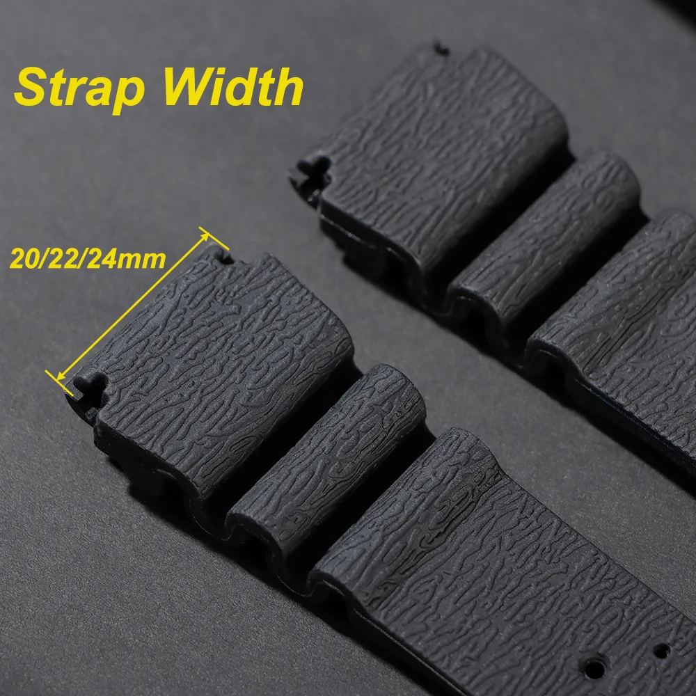 Silicone Strap Sport Watchband with ND Limits Design - Available in 20mm, 22mm, 24mm Sizes