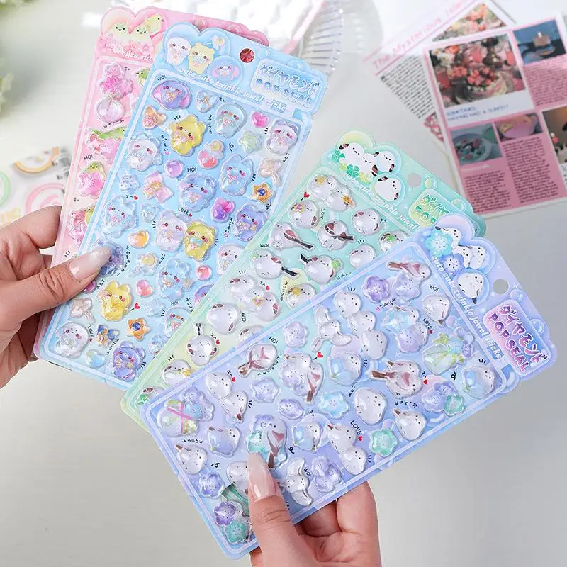 새로운 4개/세트 귀여운 동물 참새 3D 릴리프 스티커, 저널 DIY 휴대폰 케이스 장