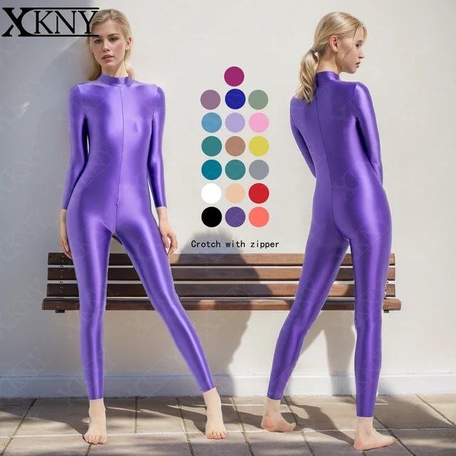 XCKNY Glossiness Series bodysuit High Neck Long Sleeve jumpsuit Unisex Crotch Bidirectional zipper Leotard mjinm glossy swimsuit 1