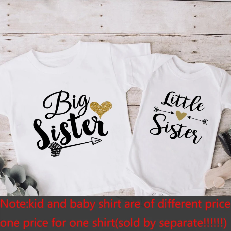 Big Sister Little Sister Siblings Matching Shirts Cartoon Dinosaur Tops Big Sis Lil Sis Short Sleeve Tops Tees Sibling Outfits 5