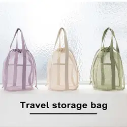 Mesh Toiletry Bag Large Capacity Organize Casual Mesh Drawstring Bags  Handheld Foldable Lightweight Trip Pouch
