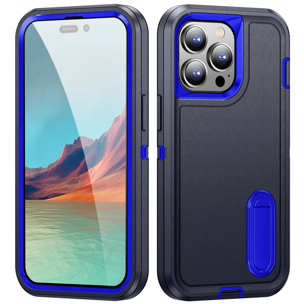3-in-1 Hybrid Shockproof Phone Case with Invisible Stand