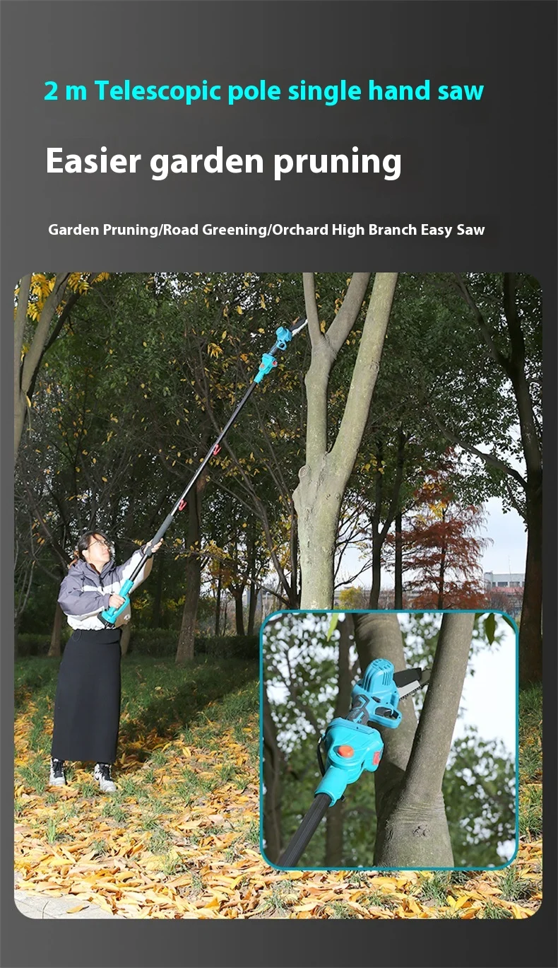 Electric Chain Saw Pruning Cutter Long Pole Chainsaw Garden Pruner Shears By DIY