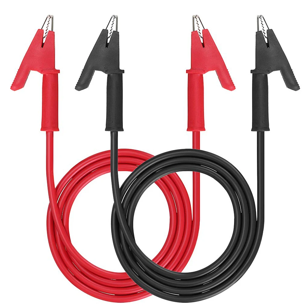 2 Pcs 15A 1M Dual Ended Crocodile Alligator Clips Test Lead Alligator Clips to Clip Heavy Duty Silicone Test Leads