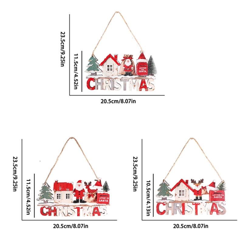 Christmas Hanging Pendant Wooden Crafts Xmas Tree Santa Claus Wall Ornament Natal Navidad Christmas Decor Happy New Year