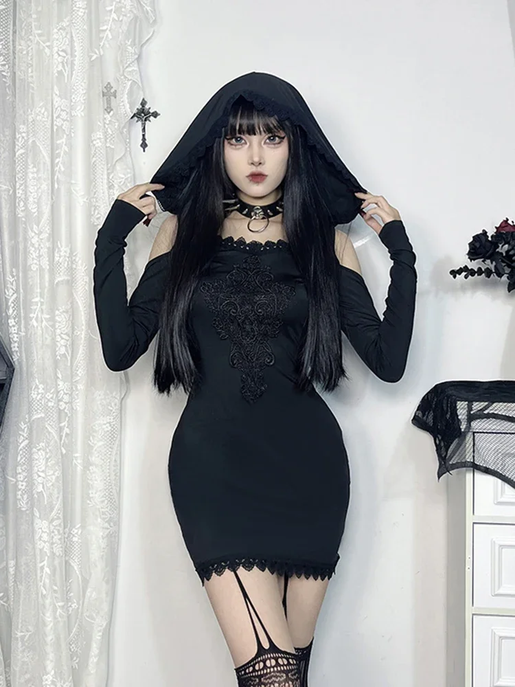 chinese dress ladies Gothic Grace Bat Wing Dress, L