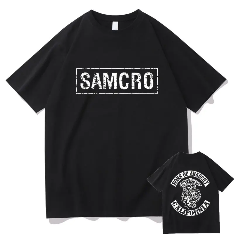 Sons of Anarchy SAMCRO Double Sided Graphic T-shirt Men Womnen Hip Hop Punk Rock Tees Short Sleeve Summer Casual Cotton_voghion.com