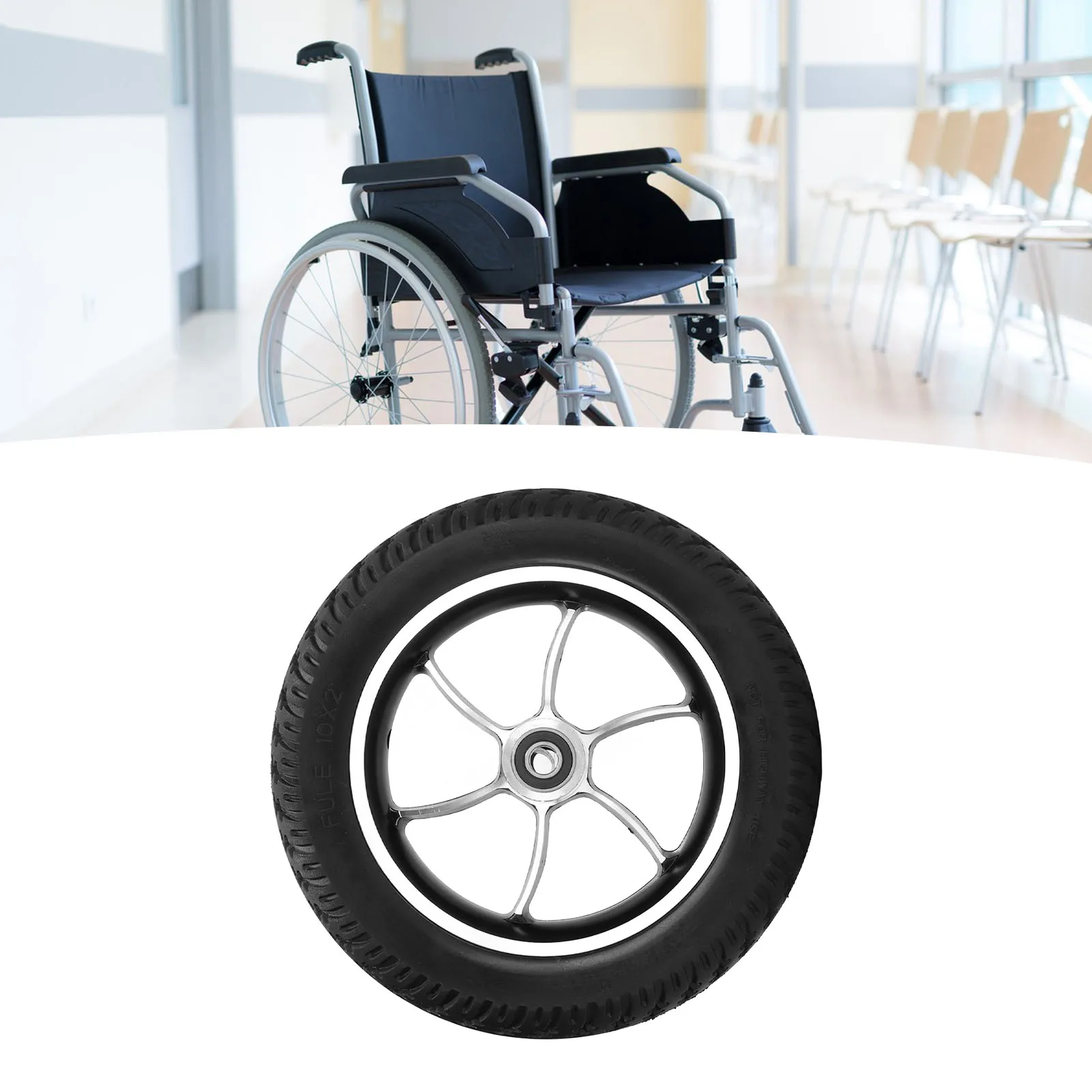 WheelchairWheel10inPULowNoiseWalkerCasterTireReplacementFor