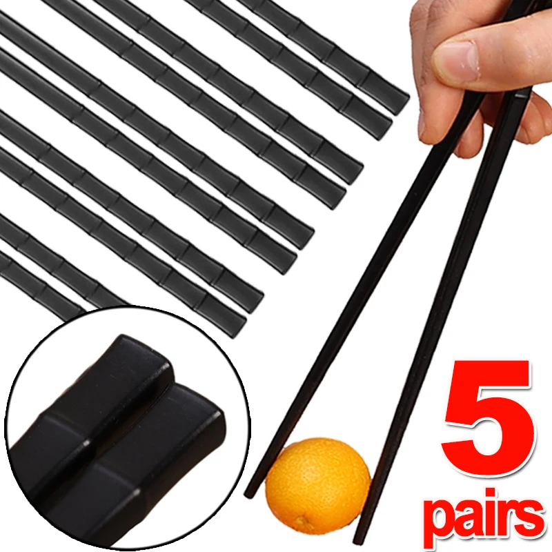 

1/5Pairs Chinese Chopsticks Alloy Bamboo Shaped Reusable Chopstick Anti Slip Easy Cleaning Tableware Home Kitchen Practical Tool