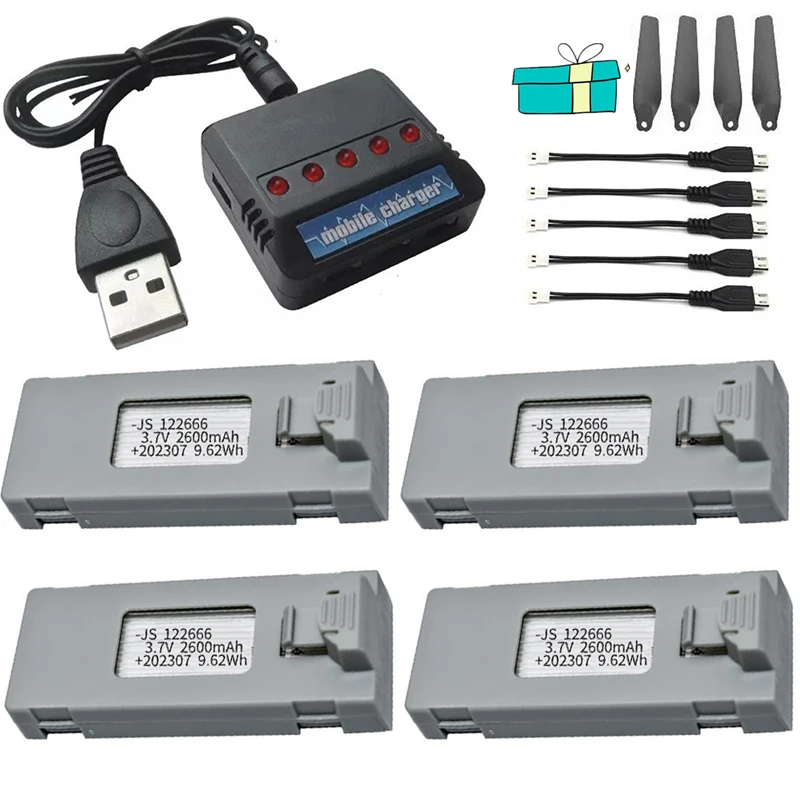ตัวเลือกสินค้า แบตเตอรี่โดรน 3.7V 2600mAh สำหรับ E88 E88PRO E99 P1 P5PRO และอื่นๆ