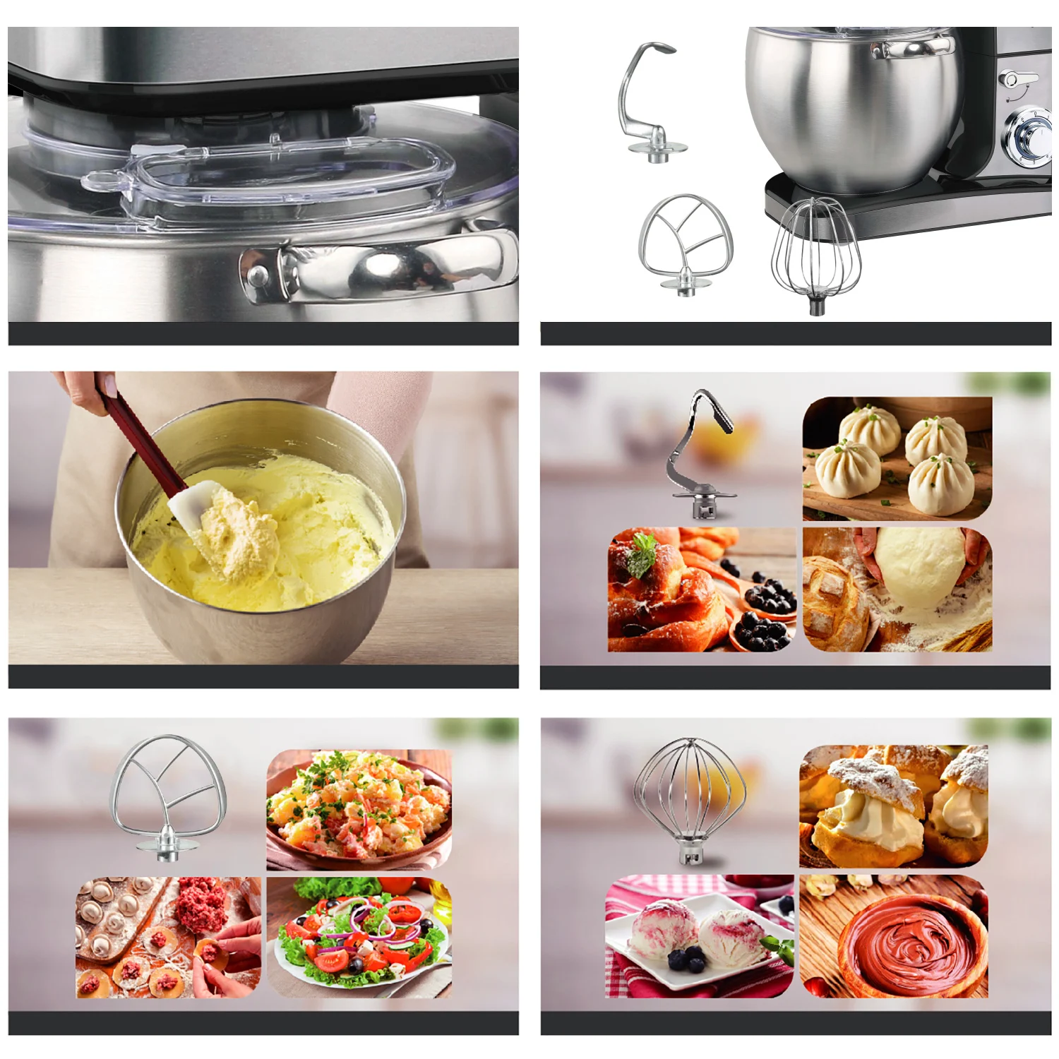 12L Stand Mixer Kitchen Aid Food Blender Cream Whisk Cake Dough Mixers With Bowl Stainless Steel Chef Machine Charm Sonifer 3