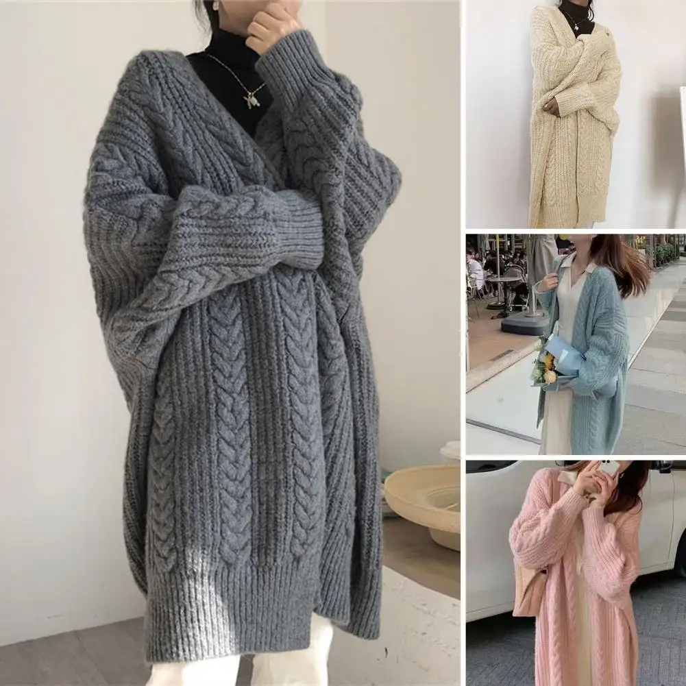 

Women Sweater Coat Comfortable Women Coat Stylish Women's Twist Texture Sweater Coat Warm Open Front Cardigan for Autumn/winter