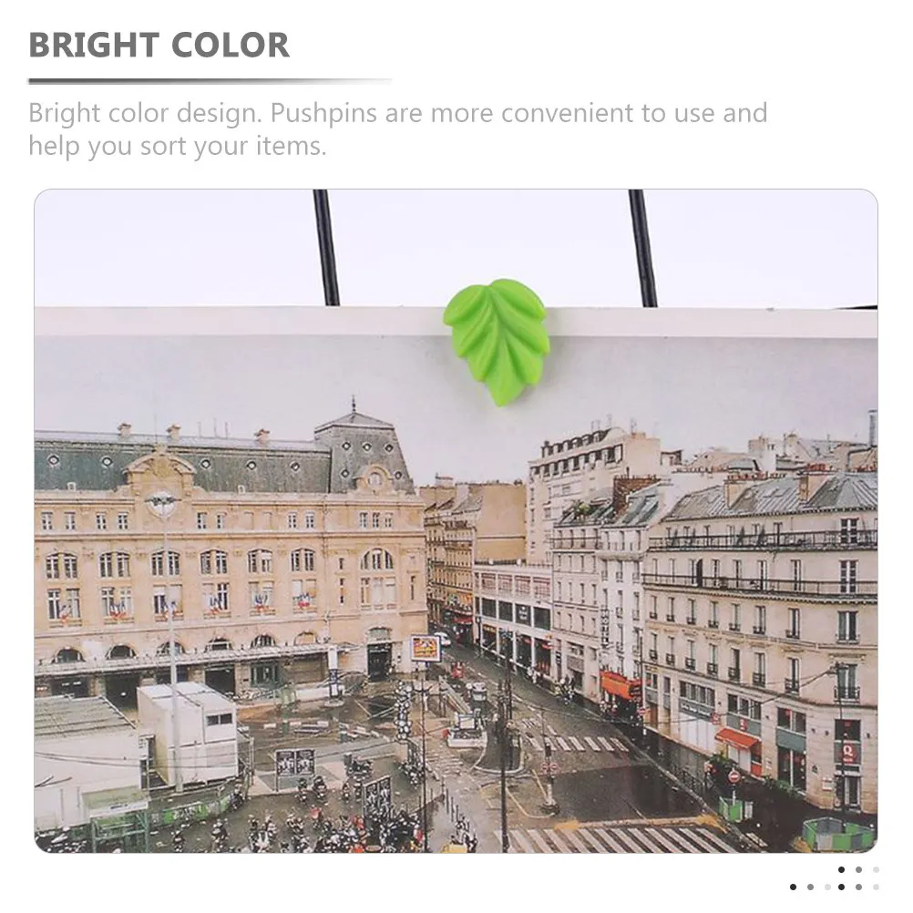30Pcs 잎 모양의 푸시핀 사무실 책상 지리 수업을위한 밝은 색상의 수지 금속 엄지 못핀 여행 사진 메시지 보드