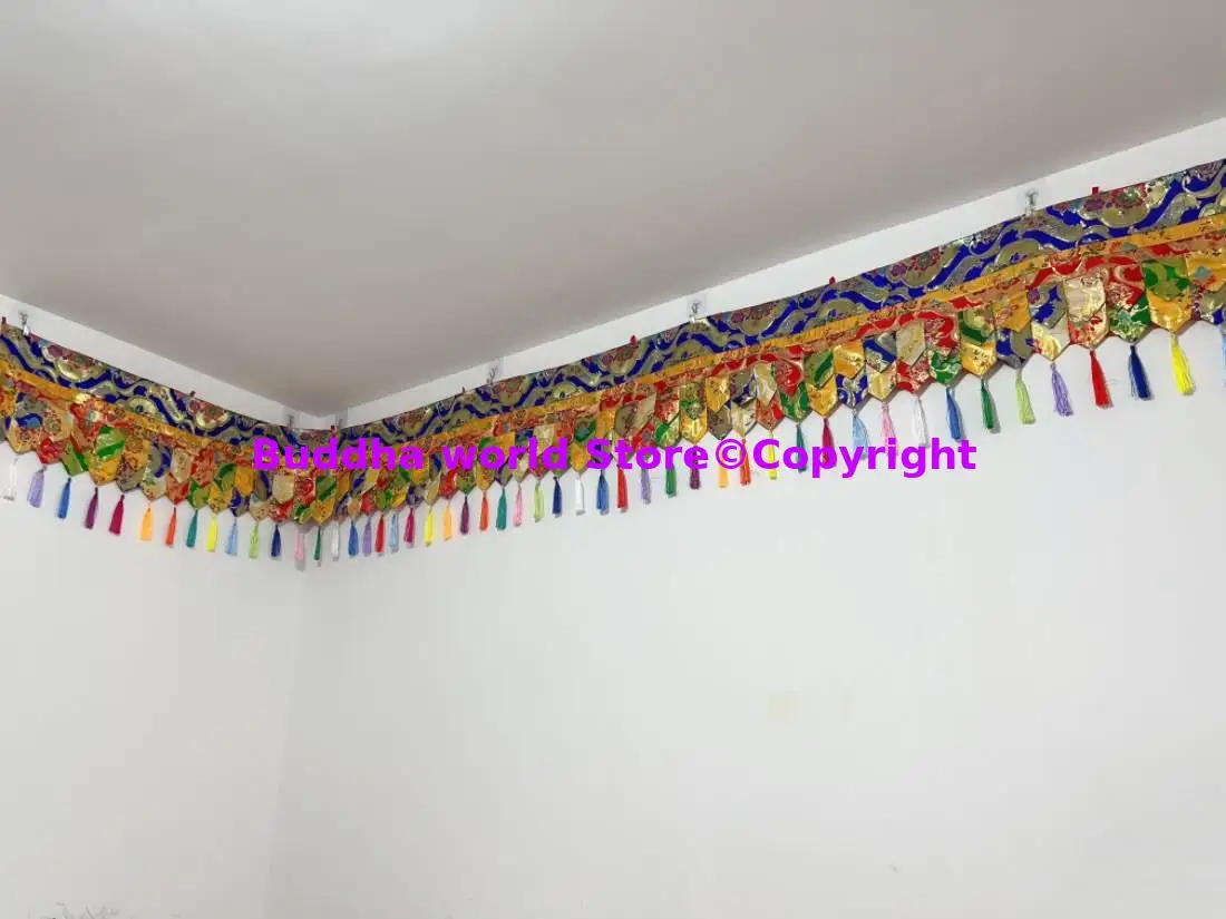 400cm Meter Großhandel Buddhist liefert Tempel Home Hall glück verheißende Stickerei Wand umschließen Vorhang Vorhänge Dekor Banner