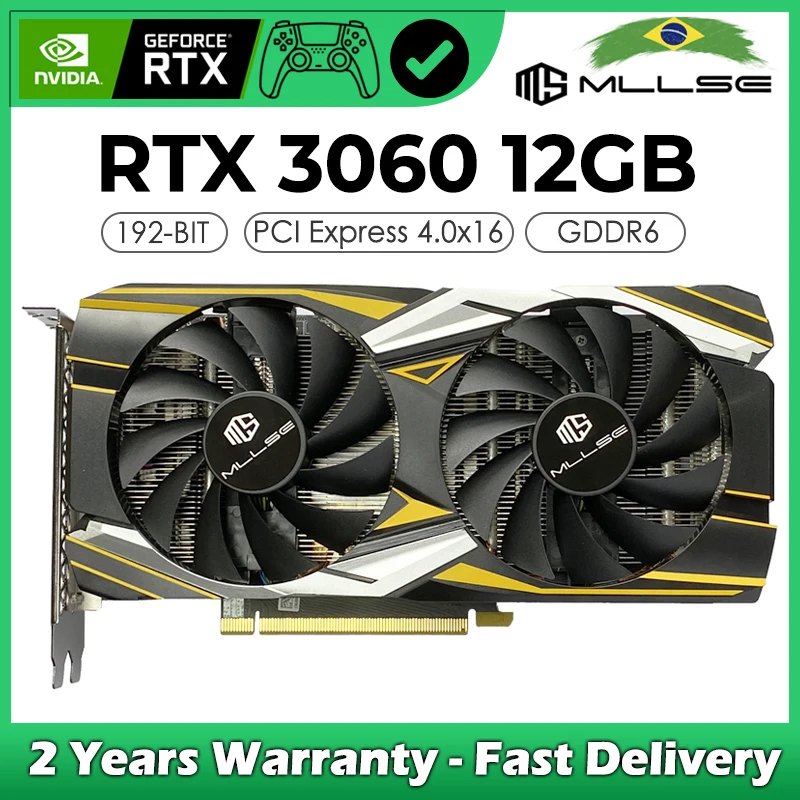 Scheda Grafica Da Gioco Mllse Geforce Rtx 3060 12Gb Gddr6 256-Bit Pci Express 4.0X16 Desktop Scheda Video Placa De Video