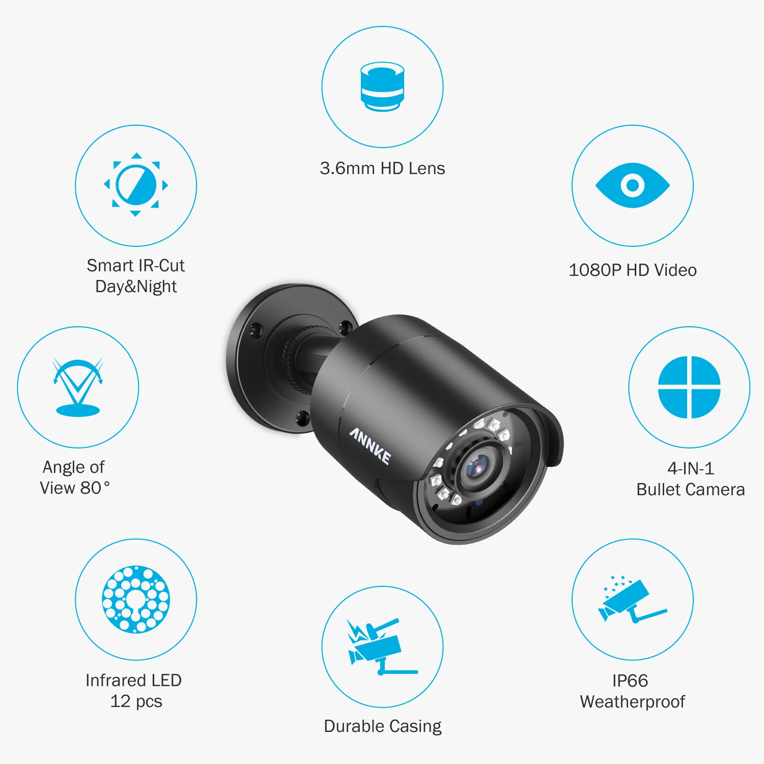 ANNKE 1080P Cameras 4-in-1 TVI Full Color Night vision Bullet