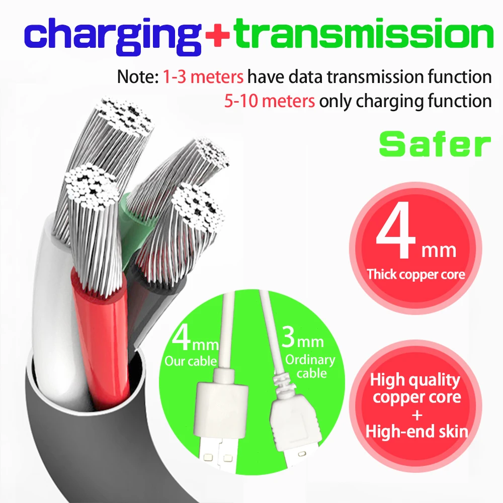 Durable Long Micro USB Charging Cable - Multiple Length Options