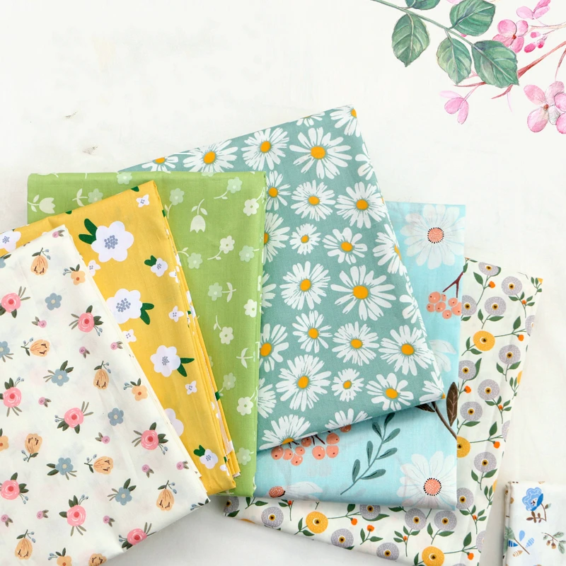 Cotton Fabric 160x50cm Fresh Floral Twill For Making Baby Clothes DIY Newborn Pajamas Quilt Cover Bed Sheet