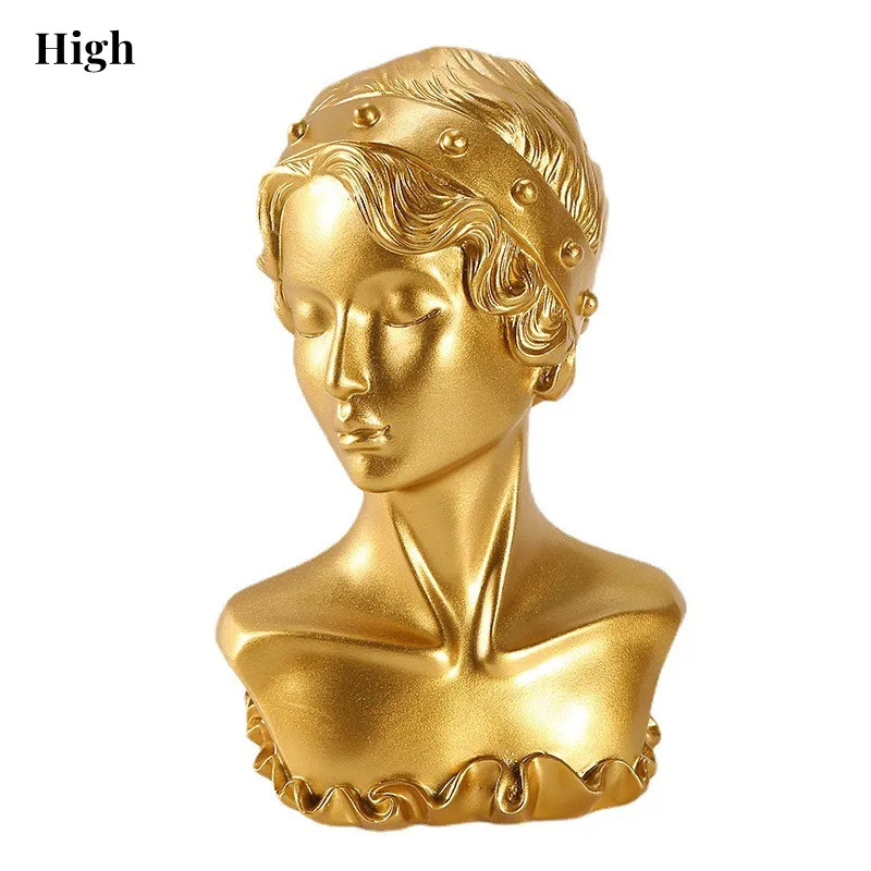 New Resin Necklace Earrings Holder Mannequin Bust Stand Model Shop Jewelry Display Organizer For Young Lady's Head