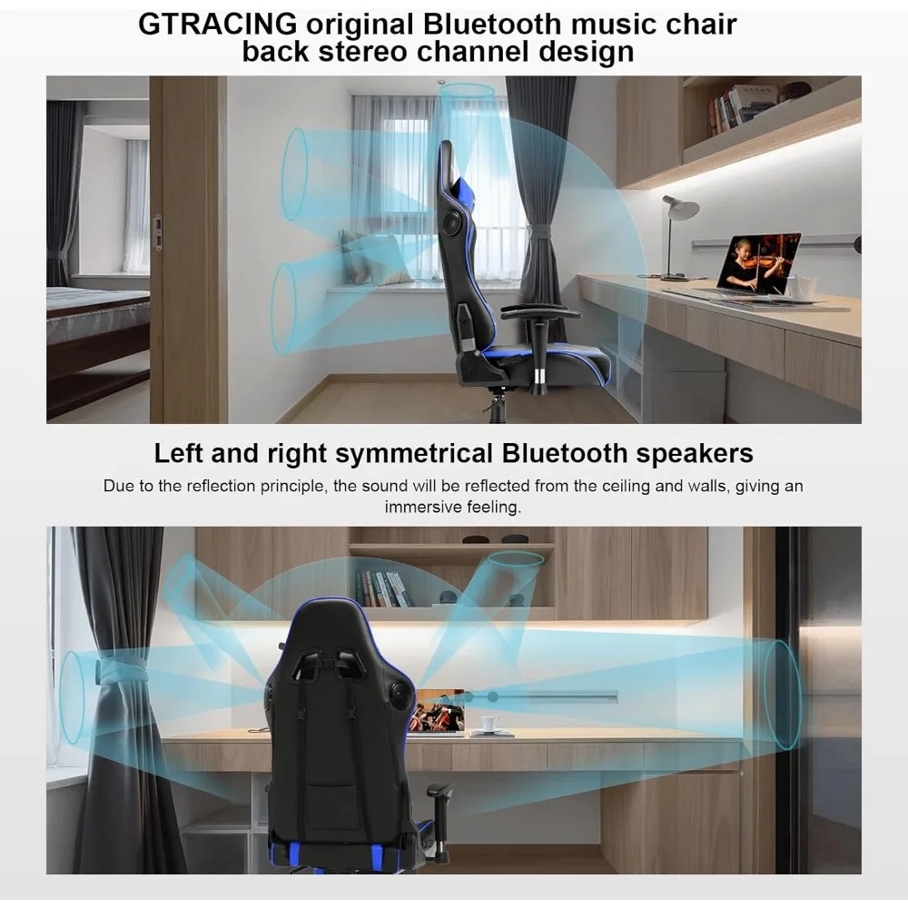 Gaming Chair with Speakers Bluetooth Music Video Game Chair Audio Ergonomic Design Heavy Duty Office Computer Desk Chair 3