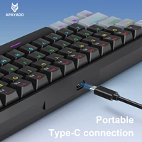 APAYADO K61 Mini Gaming Keyboard 60% Portable Wired 61-Key RGB Lighting Red/Blue Switch Selectable Black/White/Red Colors - Image 6