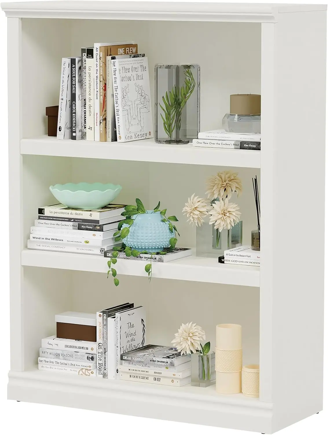 Open Storage Book Cases/Shelves, Floor Standing Indoor Furniture 3 Shelf Book case for Farmhouse Library Office