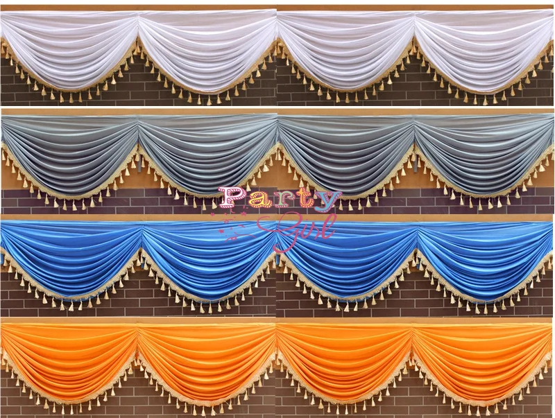 longo borla gelo seda swag drapeja valance para pano de fundo cortina casamento palco fundo evento decoração da festa