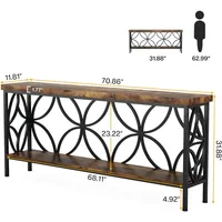 70.9-Inch Narrow Sofa Table, Industrial Long Sofa Table Behind Couch, Entry Console Table with Storage for Entryway,Living Room 2