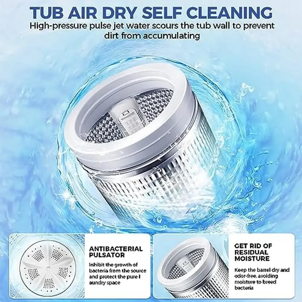 20Lbs Capacity Full-Automatic Portable Washer and Dryer Combo 2.8Cu.ft with Drain Pump Versatile Control Panel Turbo Wash 5