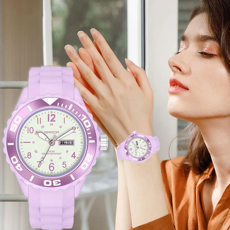 Reloj deportivo para mujer, cronógrafo de cuarzo con números