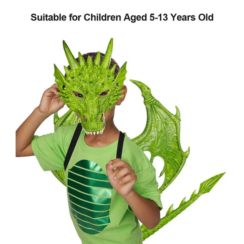 

Carnival Role Play Kid Cosplay Wedding Party Wing and Tail Kids Costume Dragon Mask Wing Decor