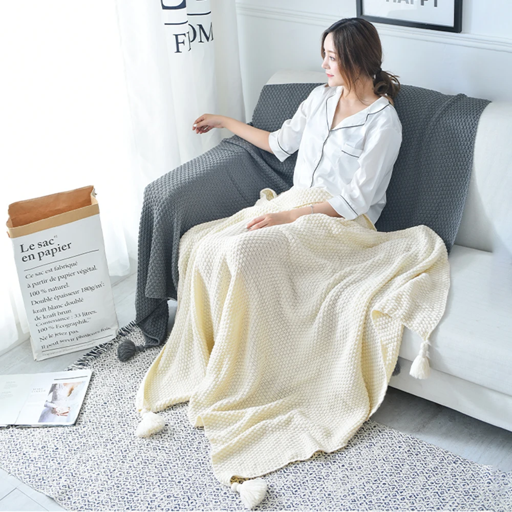 Tassel Knitted Ball Woolen Blanket Sofa Super Warm Cozy Throw Blankets For  Office Siesta Air-conditioner Bedspread Bedding - AliExpress