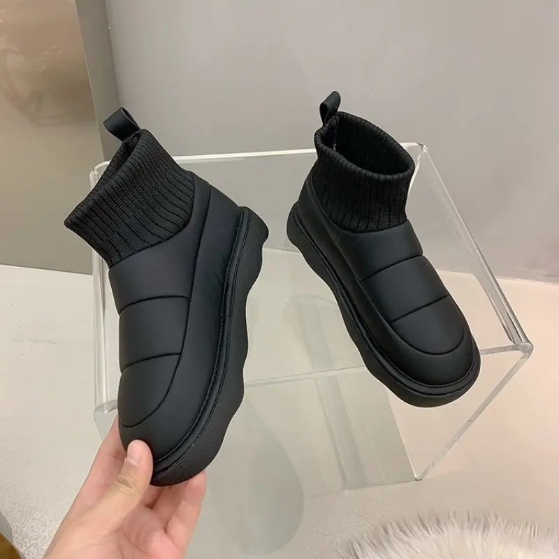 Shoes Boots Socks Heels Round Toe Boots Women Stockings Ladies Autumn High Heel Lolita Over-the-Knee Rubber Cotton Fabric