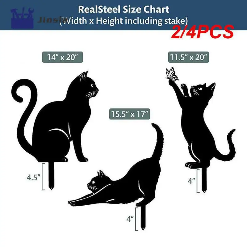 

2/4PCS Creative Cat Shape Ground Plug Silhouette Stakes Statue Outdoor Garden Lawn Metal Animal Decoration Supplies Garden Decor