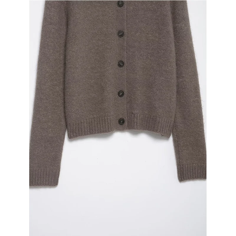 Vintage Casual Chic Women Cardigan Long Sleeve Faux Fur Lapel Knitting Cardigans Fashion 2025 Autumn Winter Elegant Sweater Coat