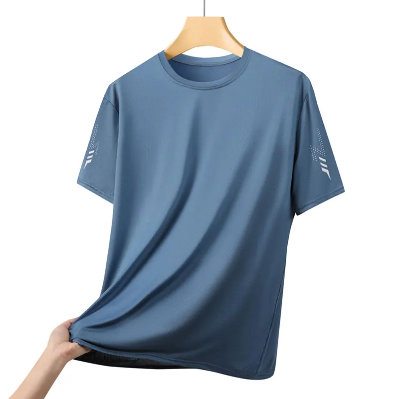 T-shirt da corsa da uomo Stampa estiva Fitness all'aperto Sport ad asciugatura rapida Maniche corte Elasticità traspirante Jogging Palestra Abbigliamento sportivo - immagine 3