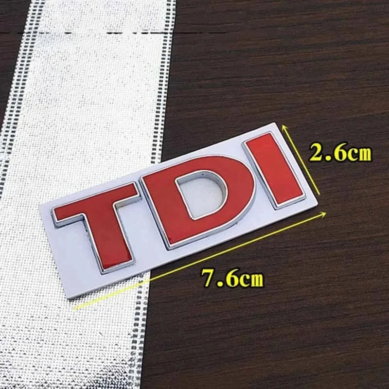 Car Badge Sticker Car 3D Sticker TDI Emblem Front Grille Sticker Fender Tail Metal Side Badge Decor For VW Polo Golf Jetta Passat MK4 MK5 MK6