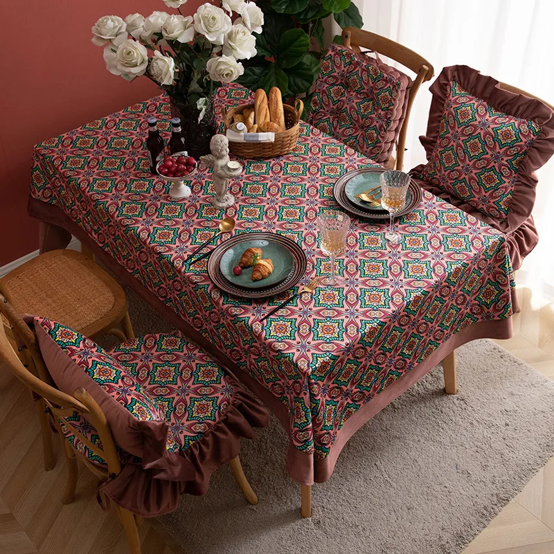 

A135 Bomi style retro tablecloth printed fabric dustproof cloth cover home exotic table mat dining table coffee table cloth